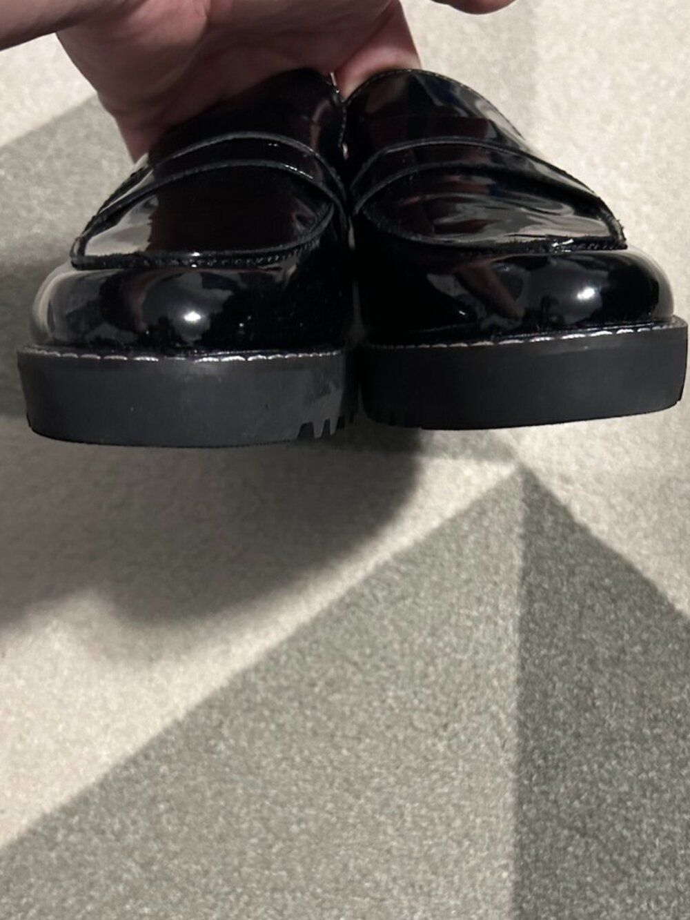 Franco Sarto Cassandra Black Patent Leather Penny Loafers Lug Sole Women's 7.5M - Picture 6 of 12